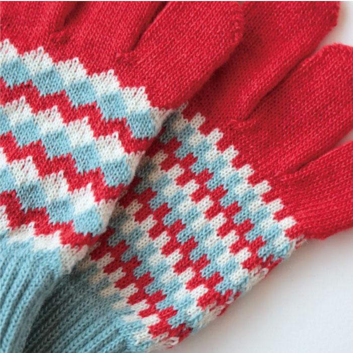 62882 stample  スタンプル ジャガードニットグローブ  キッズ 子供 手袋 暖かい 冬 ジャガード編み 2WAY 防寒性 5本指 てぶくろ 日本製 ウール混 | stample | 14