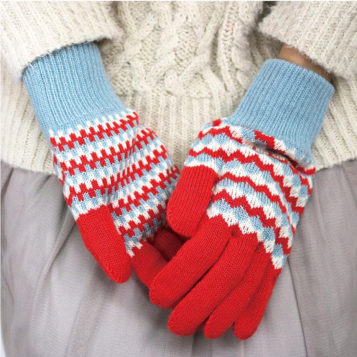 62882 stample  スタンプル ジャガードニットグローブ  キッズ 子供 手袋 暖かい 冬 ジャガード編み 2WAY 防寒性 5本指 てぶくろ 日本製 ウール混 | stample | 04