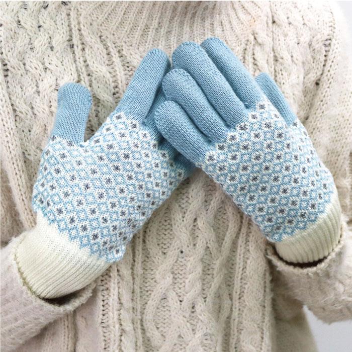 62882 stample  スタンプル ジャガードニットグローブ  キッズ 子供 手袋 暖かい 冬 ジャガード編み 2WAY 防寒性 5本指 てぶくろ 日本製 ウール混 | stample | 05