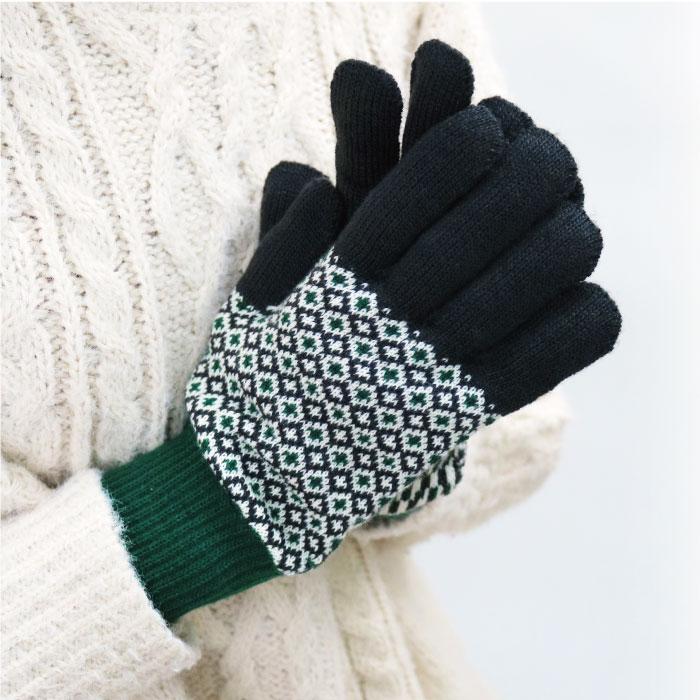 62882 stample  スタンプル ジャガードニットグローブ  キッズ 子供 手袋 暖かい 冬 ジャガード編み 2WAY 防寒性 5本指 てぶくろ 日本製 ウール混 | stample | 07