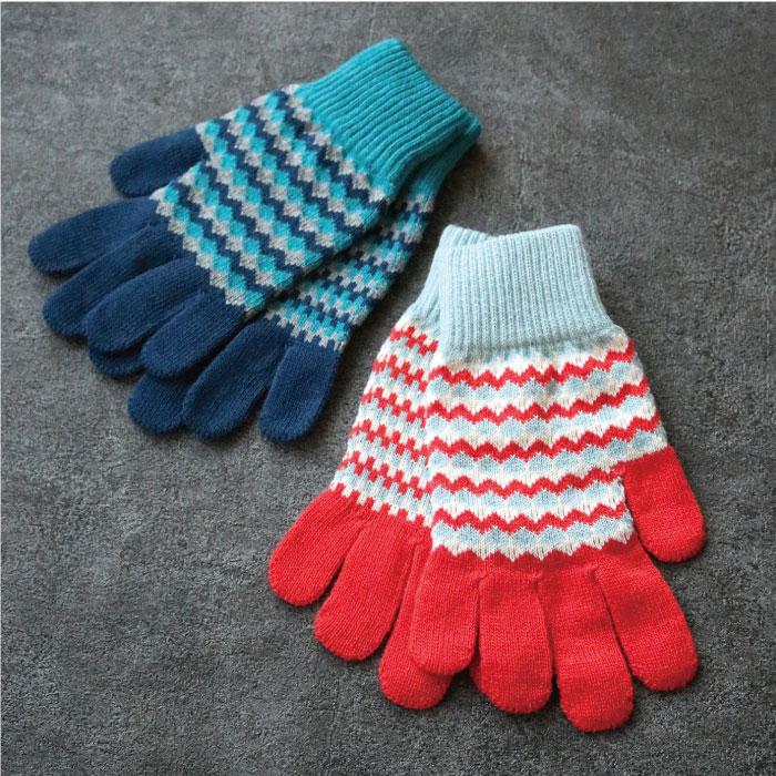 62882 stample  スタンプル ジャガードニットグローブ  キッズ 子供 手袋 暖かい 冬 ジャガード編み 2WAY 防寒性 5本指 てぶくろ 日本製 ウール混 | stample | 09