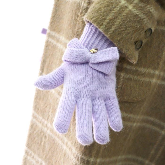 stample  スタンプル リボンニットグローブ キッズ 子供 手袋 暖かい 冬 リボン ハート ラメ チャーム付き ボア 5本指 てぶくろ | stample | 21