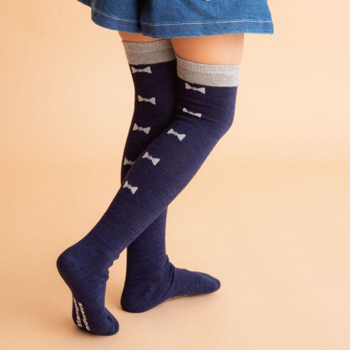 靴下 キッズ 71615 stample スタンプル ネコ ニーハイ ソックス 靴下 クロ かわいい リボン ネコ 猫 ねこ コスプレ ハロウィン 女の子 冬 あったか 暖かい | stample | 10