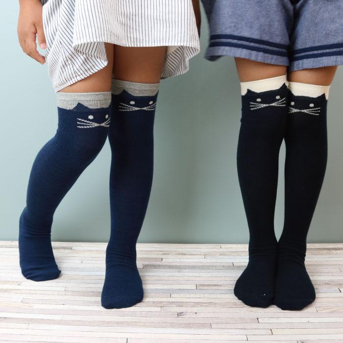 靴下 キッズ 71615 stample スタンプル ネコ ニーハイ ソックス 靴下 クロ かわいい リボン ネコ 猫 ねこ コスプレ ハロウィン 女の子 冬 あったか 暖かい | stample | 12