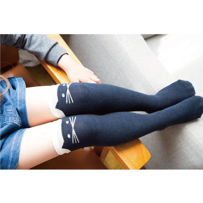 靴下 キッズ 71615 stample スタンプル ネコ ニーハイ ソックス 靴下 クロ かわいい リボン ネコ 猫 ねこ コスプレ ハロウィン 女の子 冬 あったか 暖かい | stample | 16