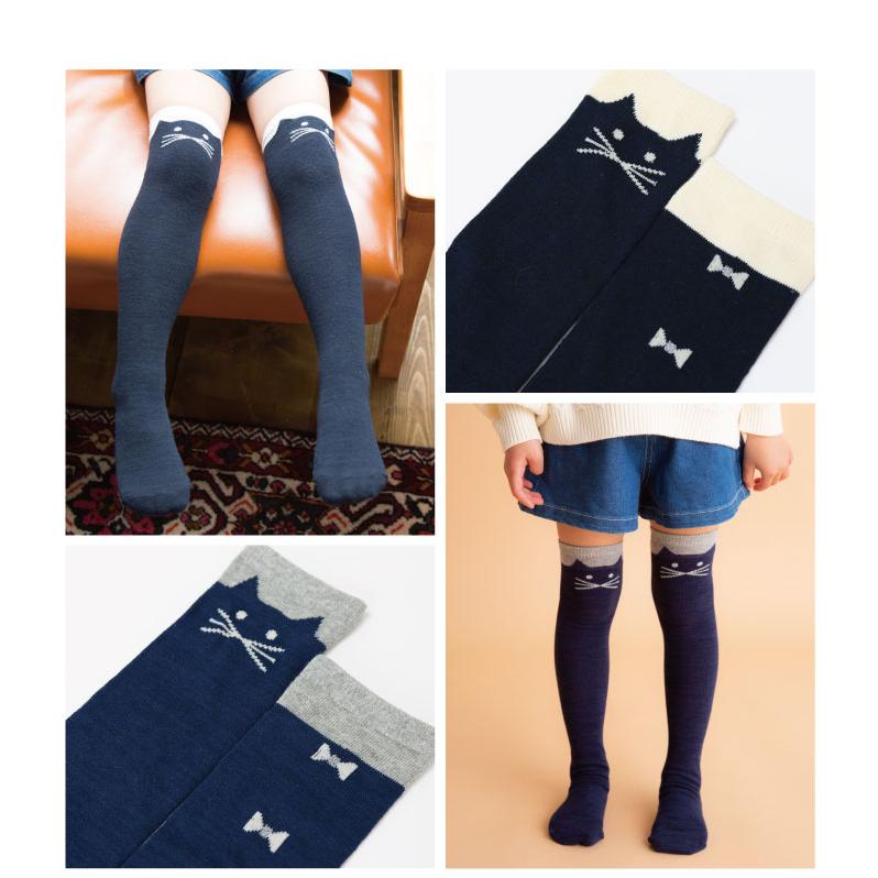 靴下 キッズ 71615 stample スタンプル ネコ ニーハイ ソックス 靴下 クロ かわいい リボン ネコ 猫 ねこ コスプレ ハロウィン 女の子 冬 あったか 暖かい | stample | 05