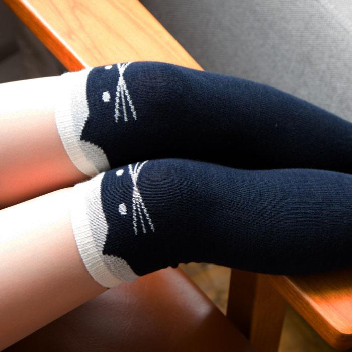 靴下 キッズ 71615 stample スタンプル ネコ ニーハイ ソックス 靴下 クロ かわいい リボン ネコ 猫 ねこ コスプレ ハロウィン 女の子 冬 あったか 暖かい | stample | 04