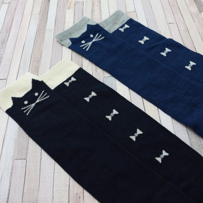 靴下 キッズ 71615 stample スタンプル ネコ ニーハイ ソックス 靴下 クロ かわいい リボン ネコ 猫 ねこ コスプレ ハロウィン 女の子 冬 あったか 暖かい | stample | 08