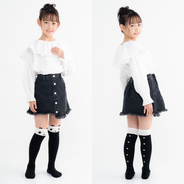 靴下 キッズ 71615 73436 stample スタンプル パンダ ネコ ニーハイ ソックス クロ かわいい リボン ネコ 猫 ねこ パンダ コスプレ ハロウィン 女の子 冬 暖かい | stample | 06
