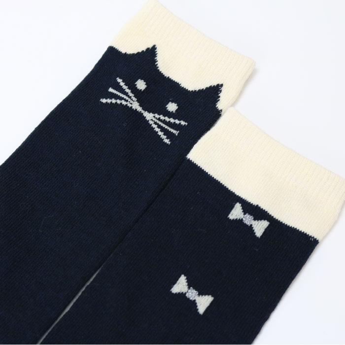 靴下 キッズ 71615 stample スタンプル ネコ ニーハイ ソックス 靴下 クロ かわいい リボン ネコ 猫 ねこ コスプレ ハロウィン 女の子 冬 あったか 暖かい | stample | 09