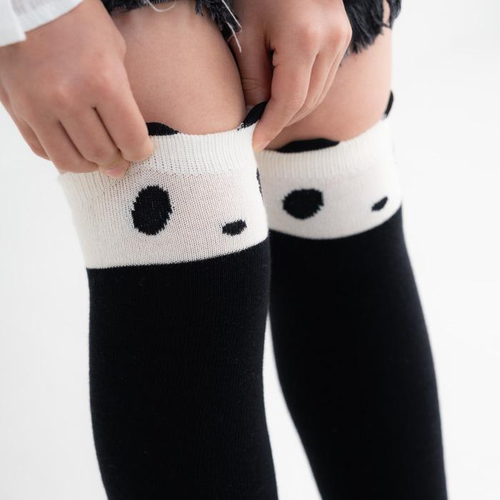 靴下 キッズ 71615 73436 stample スタンプル パンダ ネコ ニーハイ ソックス クロ かわいい リボン ネコ 猫 ねこ パンダ コスプレ ハロウィン 女の子 冬 暖かい | stample | 09