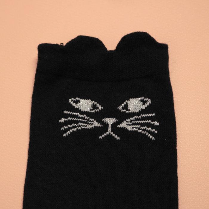 72274 stample スタンプル おすましネコ ニーハイソックス 2足組 靴下 クロ かわいい リボン キッズ 靴下 | stample | 09