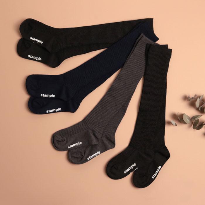 靴下 キッズ 72285 stample スタンプル 撚り杢 細リブ ニーハイソックス2足組 卒業式 入学式 フォーマル シンプル 靴下 くつ下 キッズ 女の子 冬 防寒 | stample | 11