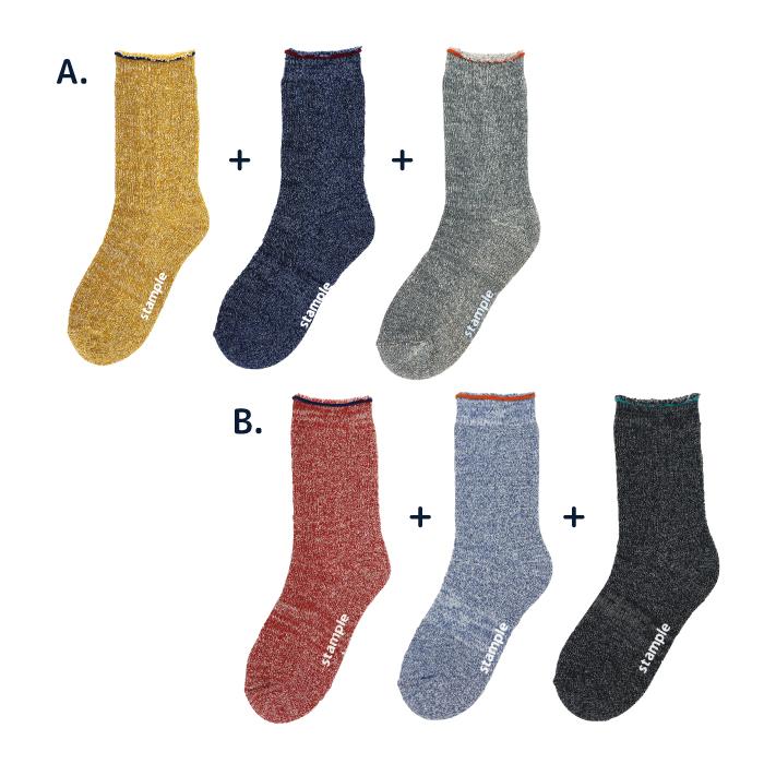 stample スタンプル 裏パイルクルーソックス 3足組 キッズ 靴下 パイル 冬 72295 | stample | 21