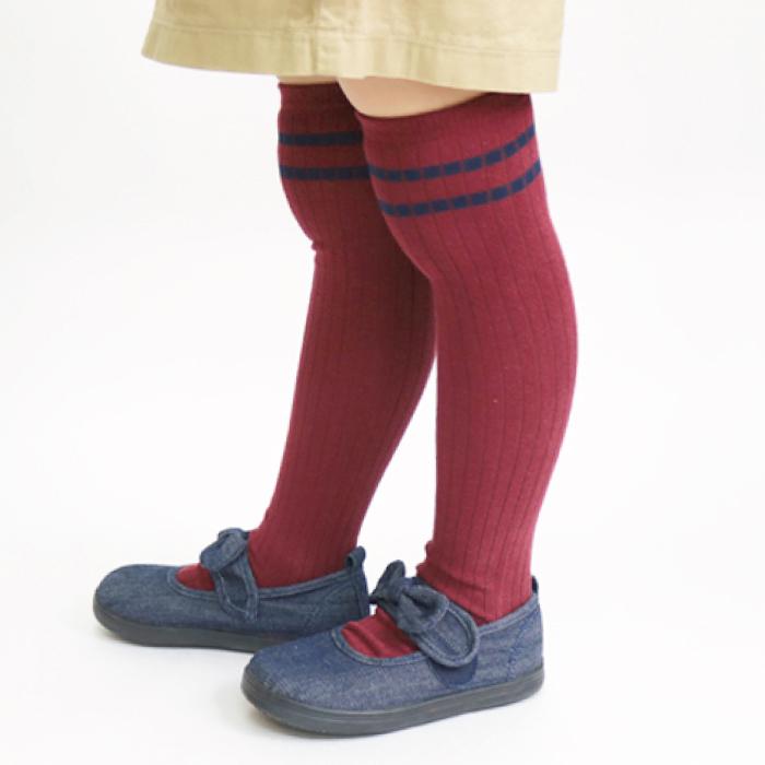 72443 stample スタンプル ラインニーハイソックス２足組 靴下 女の子 ニーハイ おしゃれ 冬 あったか 暖かい 黒 クロ かわいい ライン リブ 通学 プレゼント | stample | 10