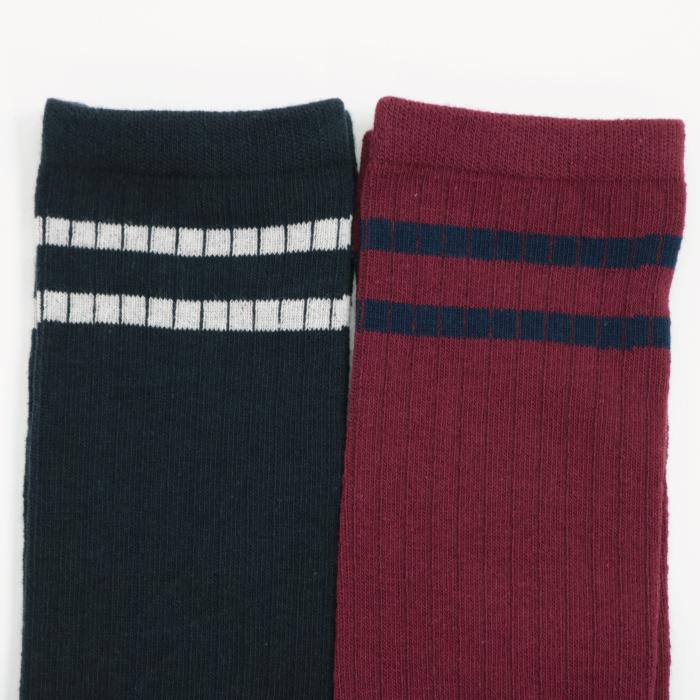 72443 stample スタンプル ラインニーハイソックス２足組 靴下 女の子 ニーハイ おしゃれ 冬 あったか 暖かい 黒 クロ かわいい ライン リブ 通学 プレゼント | stample | 14