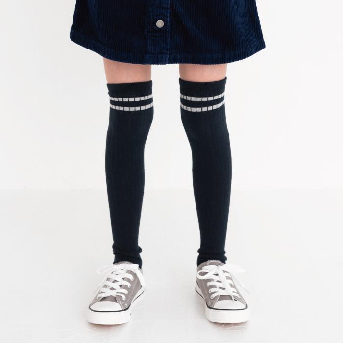 72443 stample スタンプル ラインニーハイソックス２足組 靴下 女の子 ニーハイ おしゃれ 冬 あったか 暖かい 黒 クロ かわいい ライン リブ 通学 プレゼント | stample | 12