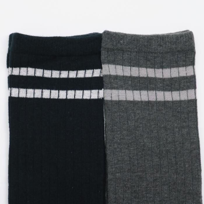 72443 stample スタンプル ラインニーハイソックス２足組 靴下 女の子 ニーハイ おしゃれ 冬 あったか 暖かい 黒 クロ かわいい ライン リブ 通学 プレゼント | stample | 15