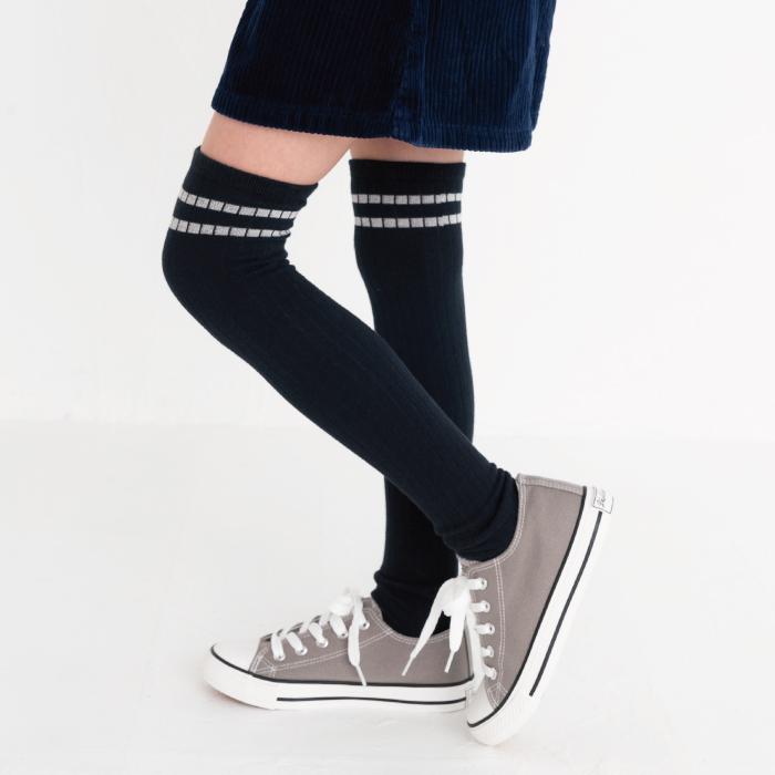 72443 stample スタンプル ラインニーハイソックス２足組 靴下 女の子 ニーハイ おしゃれ 冬 あったか 暖かい 黒 クロ かわいい ライン リブ 通学 プレゼント | stample | 13