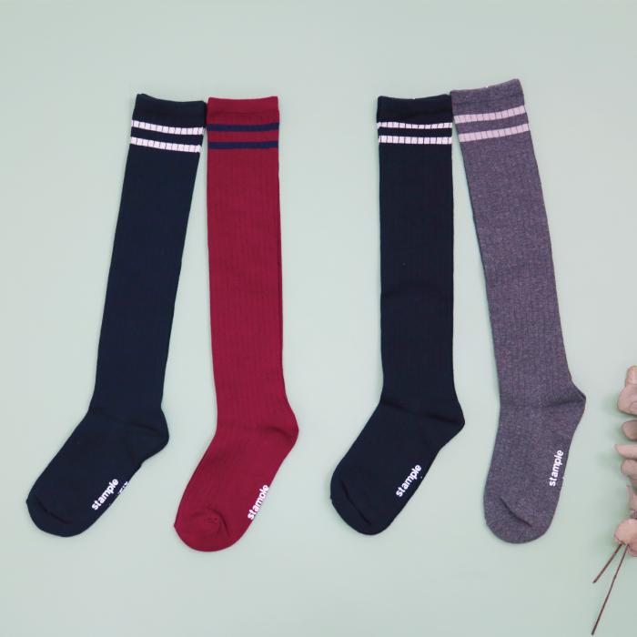 72443 stample スタンプル ラインニーハイソックス２足組 靴下 女の子 ニーハイ おしゃれ 冬 あったか 暖かい 黒 クロ かわいい ライン リブ 通学 プレゼント | stample | 06