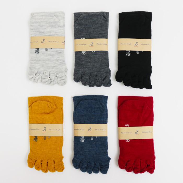 shushu　計5本 stample（スタンプル） 72660 メリノウール 5本指 クルーソックス