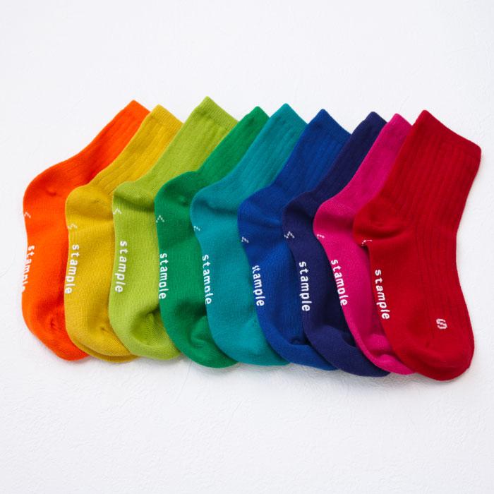 72666 stample スタンプル アクセントカラー クルーソックス 靴下 キッズ ジュニア レディース 滑り止め | stample | 18