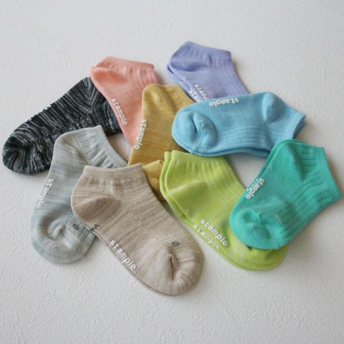 72711 stample スタンプル スタンダード 杢調 アンクルソックス 靴下 キッズ ジュニア レディース 滑り止め パステル | stample | 22