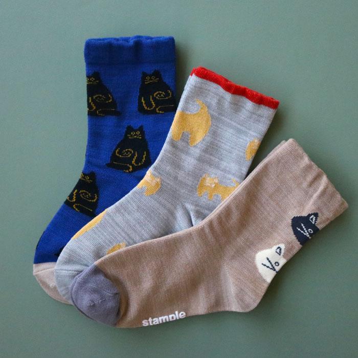 stample スタンプル ネコ・ねこ・猫 クルーソックス 3足組 キッズ 靴下 | stample | 16