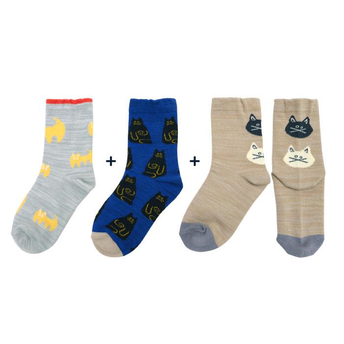 stample スタンプル ネコ・ねこ・猫 クルーソックス 3足組 キッズ 靴下 | stample | 17