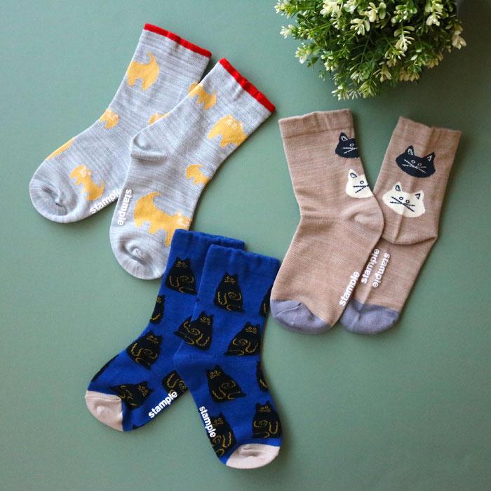 stample スタンプル ネコ・ねこ・猫 クルーソックス 3足組 キッズ 靴下 | stample | 04