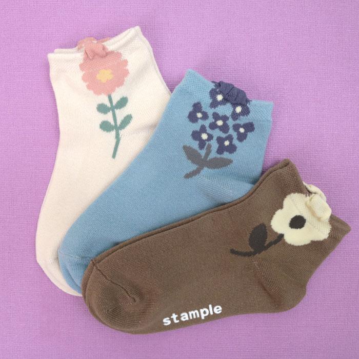 stample ポップアップフラワーショートソックス 3足組  女の子 靴下 キッズ | stample | 13