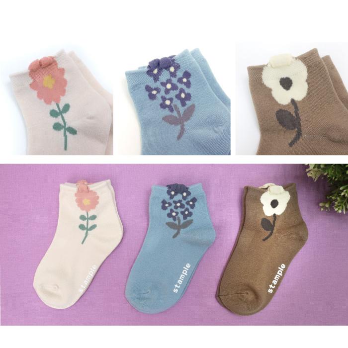 stample ポップアップフラワーショートソックス 3足組  女の子 靴下 キッズ | stample | 02
