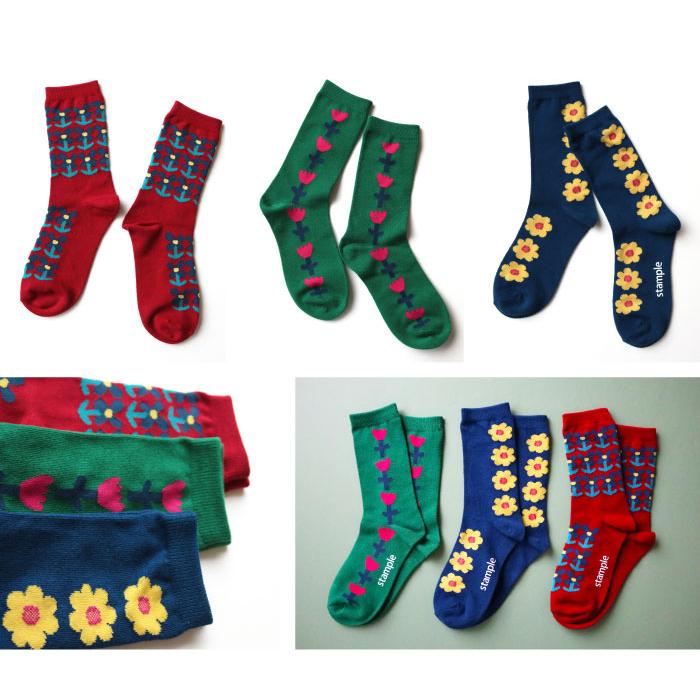 stample スタンプル 728 チアフルフラワークルーソックス 3足組 靴下 ジュニア レディース  おしゃれ | stample | 02