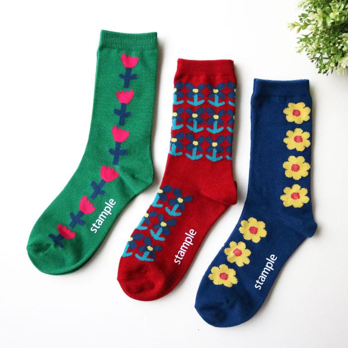 stample スタンプル 728 チアフルフラワークルーソックス 3足組 靴下 ジュニア レディース  おしゃれ | stample | 06