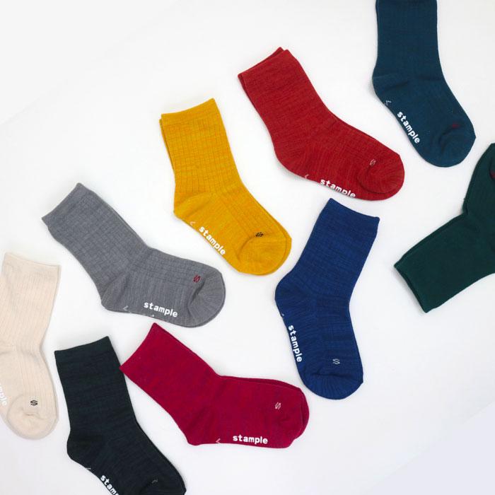 靴下 キッズ 72850 stample スタンプル スタンダード引き揃え クルーソックス  靴下 キッズ ジュニア レディース 滑り止め | stample | 24