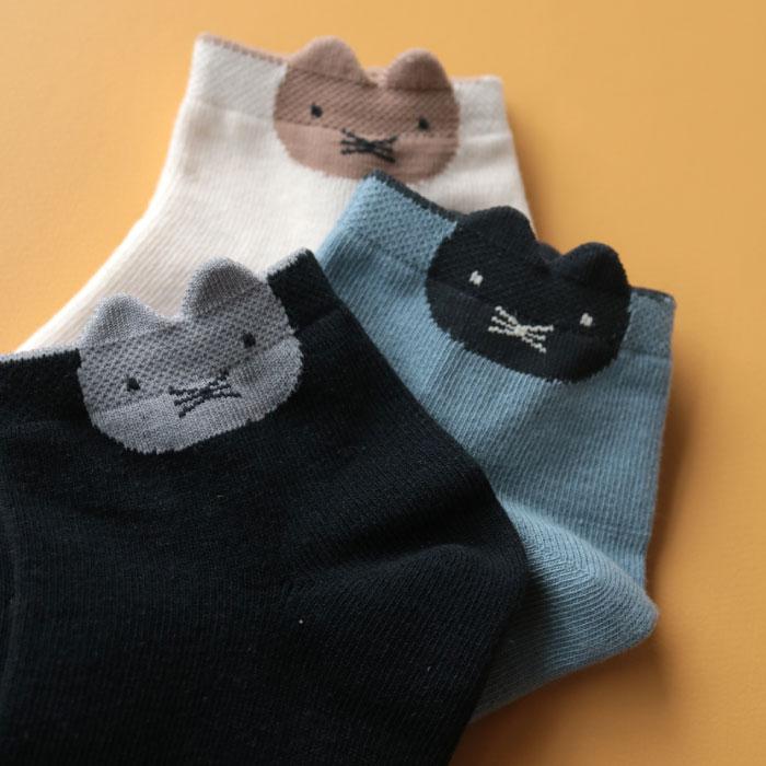 stample スタンプル ネコポイント アンクルソックス 3足組 72976 キッズ 靴下 ねこ 猫 | stample | 13