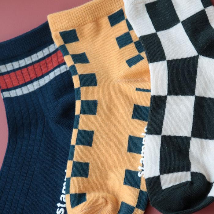 stample チェッカー ショートソックス 3足組   滑り止め 靴下 72982 | stample | 11
