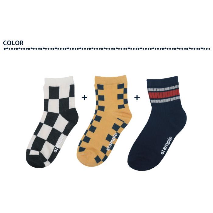 stample チェッカー ショートソックス 3足組   滑り止め 靴下 72982 | stample | 14