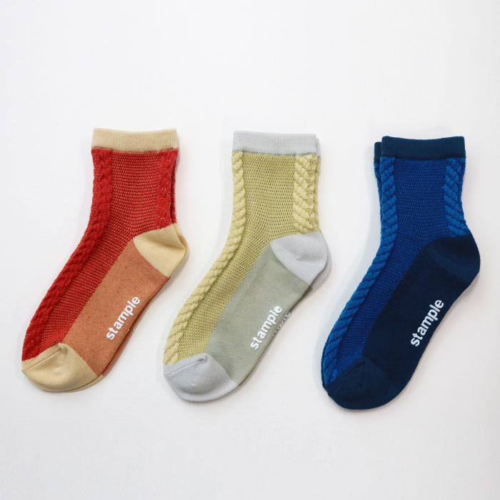 stample  ビッグへリンボンショートソックス 3足組   滑り止め 靴下 72983 | stample | 19