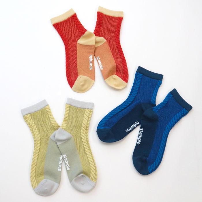 stample  ビッグへリンボンショートソックス 3足組   滑り止め 靴下 72983 | stample | 03