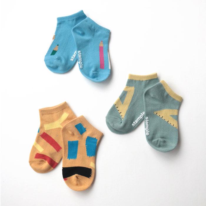 stample スタンプル ステーショナリーアンクルソックス 3足組 72988 キッズ 靴下 | stample | 13