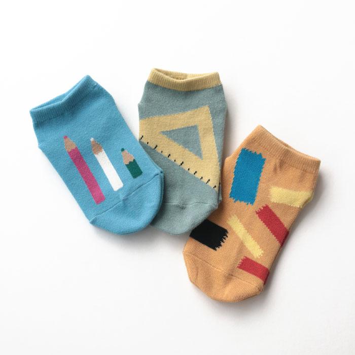 stample スタンプル ステーショナリーアンクルソックス 3足組 72988 キッズ 靴下 | stample | 08