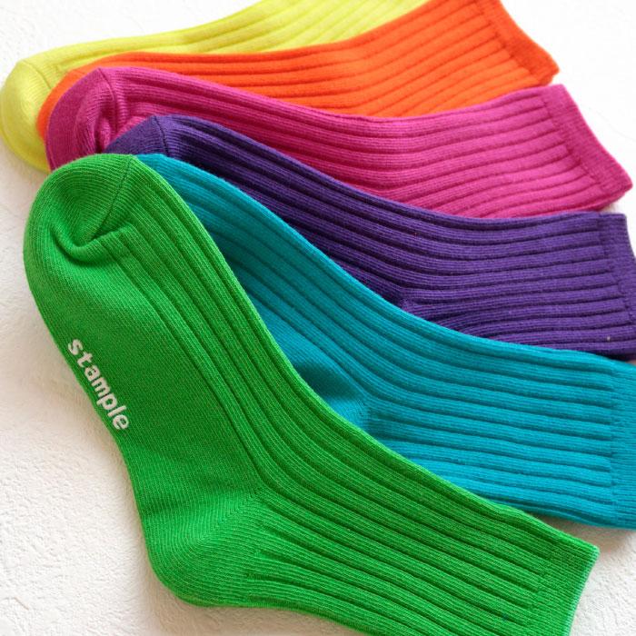 stample スタンプル 72994 ネオン リブ クルーソックス 6P  靴下 無地 派手 推し色 キッズ ジュニア レディース 滑り止め | stample | 11