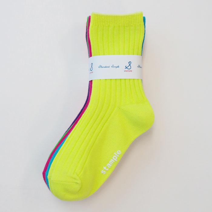 stample スタンプル 72994 ネオン リブ クルーソックス 6P  靴下 無地 派手 推し色 キッズ ジュニア レディース 滑り止め | stample | 16