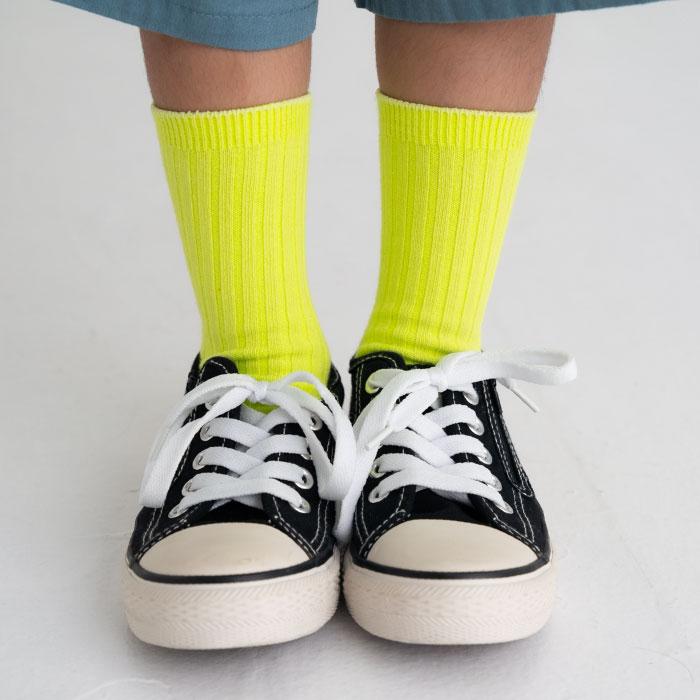 stample スタンプル 72994 ネオン リブ クルーソックス 6P  靴下 無地 派手 推し色 キッズ ジュニア レディース 滑り止め | stample | 05