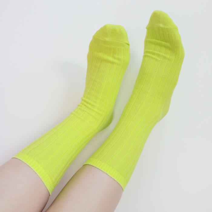 stample スタンプル 72994 ネオン リブ クルーソックス 6P  靴下 無地 派手 推し色 キッズ ジュニア レディース 滑り止め | stample | 09