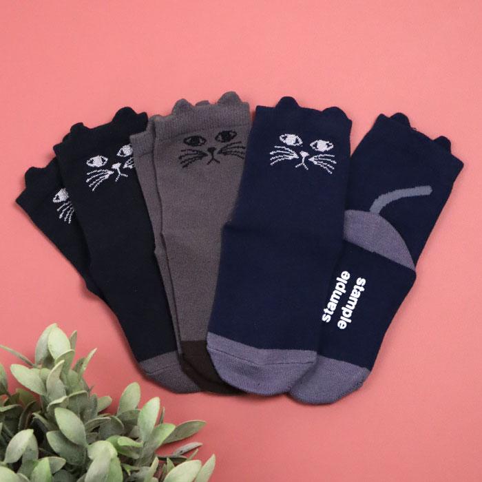 stample スタンプル 73016 おすましネコショートソックス 3足組   滑り止め 靴下 女の子 レディース | stample | 10