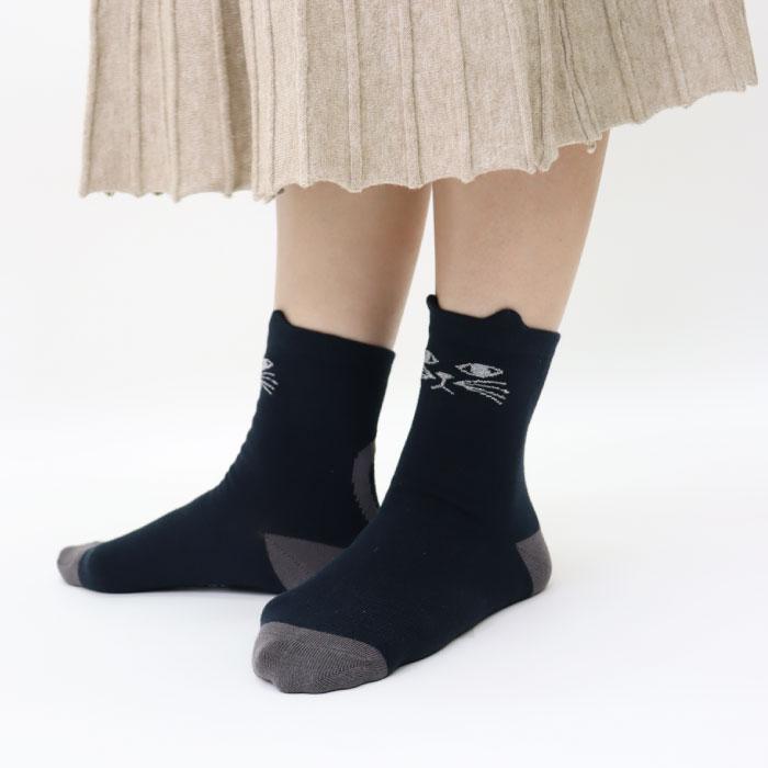 stample スタンプル 73016 おすましネコショートソックス 3足組   滑り止め 靴下 女の子 レディース | stample | 14