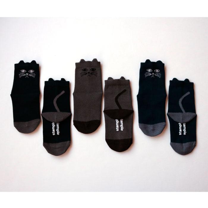 stample スタンプル 73016 おすましネコショートソックス 3足組   滑り止め 靴下 女の子 レディース | stample | 19