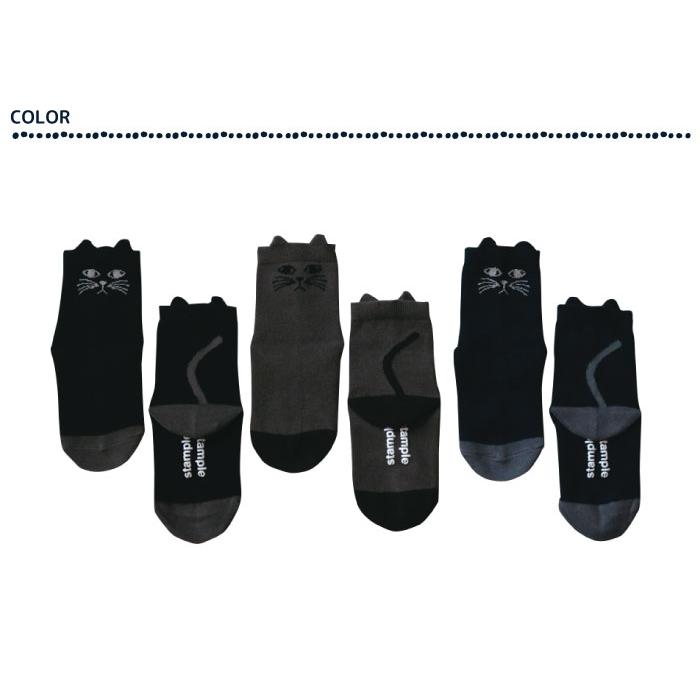 stample スタンプル 73016 おすましネコショートソックス 3足組   滑り止め 靴下 女の子 レディース | stample | 02